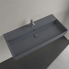 VILLEROY &amp; BOCH Memento 2.0 závesné umývadlo s otvorom, s prepadom, 1000 x 470 mm, Graphite, s povrchom CeramicPlus, 4A22A5I4
