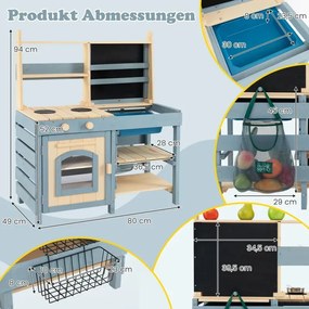 2 v 1 vonkajšia bahenná kuchyňa s batériou a odnímateľným drezom, detská kuchynka, modrá