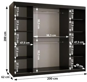 Šatníková skriňa Riven 1 200 (biela matná + čierna matná). Vlastná spoľahlivá doprava až k Vám domov. 1064158