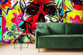 Samolepiaca tapeta lebka v graffiti  prevedení