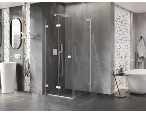 Mexen Lunar-F L, 1-krídlový sprchový kút so skladacími dverami, ľavý, 100 x 100 cm, 8mm číre sklo, biely profil, 836L-100-100-20-00-L