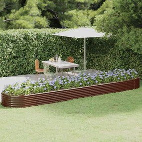 Vyvýšený záhradný záhon práškovaná oceľ 507x100x36 cm hnedý 319010