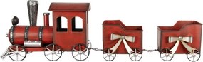 Červená antik kovová dekorácia vláčik Train - 94*18*28 cm