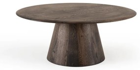 Hnedý okrúhly konferenčný stolík z dubového dreva ø 80 cm Mushroom – Gazzda