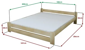 Posteľ Emily 180 x 200 cm, borovica Rošt: S lamelovým roštom, Matrac: Matrac COCO MAXI 20 cm