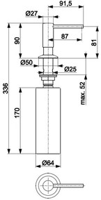 KFA Armatura 990-100-22 - Zápustný dávkovač mydla DUERO nerezová oceľ