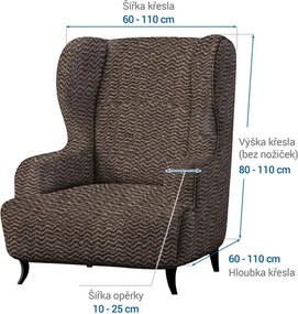 Bielastické poťahy CRISTINA oriešková kreslo ušiak (š. 60 - 110 cm)