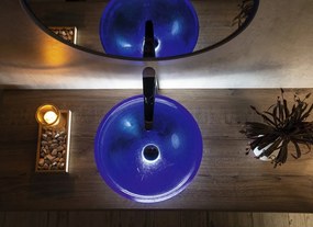 Sapho Sapho, MURANO BLU sklenené umývadlo na dosku, priemer 40cm, modré, AL5318-65