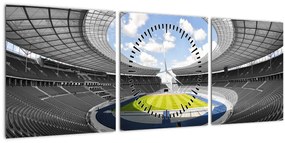 Obraz - futbalový štadión (s hodinami) (90x30 cm)