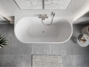 Mexen Oris, voľne stojaca ryhovaná vaňa 170 x 80 cm, biela-čierna, oceľový prepad, 52871708075-97