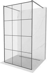Mexen Kioto, sprchová zástena Walk-In 100 x 200 cm, 8mm číre sklo čierny vzor, grafitový profil, 800-100-002-95-77