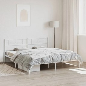 Kovový rám postele s čelom biely 193x203 cm 355322