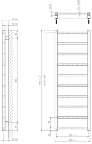 Sapho Sapho, METRO LIGHT vykurovacie teleso 400x1140 mm, čierna matná, IR445TB