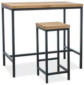 Barový stolík s dubovou doskou METRO 110x60x100