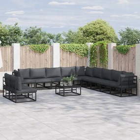 vidaXL Súprava záhradných pohoviek 11 pcs Čierna 70 x 70 x 32 cm