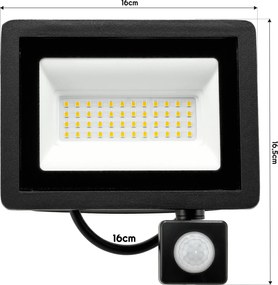 LED reflektor 50W 4500lm s pohybovým senzorem - IP65