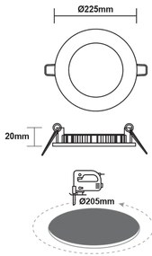 ACA Lighting LED Slim panel PLATO 18W/230V/3000K/1400Lm/120°/IP20, kruhový biely