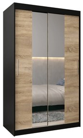 Šatníková skriňa 120 cm Toki 1 (Čierna matná + Dub sonoma). Akcia -69%. Vlastná spoľahlivá doprava až k Vám domov. 1064894