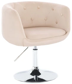 LuxuryForm DESIGN Kreslo MONTANA VELUR na striebornom tanieri - krémové