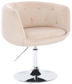 LuxuryForm DESIGN Kreslo MONTANA VELUR na striebornom tanieri - krémové