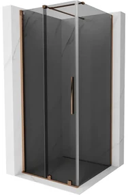 Mexen Velar, sprchový kút s posuvnými dverami 120 x 120 cm, 8mm šedé sklo, ružové zlato, 871-120-0120-41-60