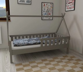 Detská domčeková posteľ z masívu borovice TEA - 200x90 cm - šedá