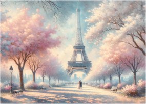 Sklenený obraz – Jar v Paríži (70x50 cm)