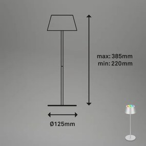 Brilo - LED RGB dobíjateľná dotyková stolná lampa KIKI LED/2,6W/5V IP44 2600 mAh strieborná