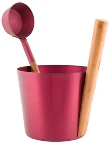 Saunový dizajnový  set, hliníkové  vedierko+lyžica PINK