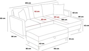 Antracitová rohová pohovka (ľavý roh) Eva – Balcab Home