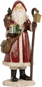 Červená vianočná dekorácia Santa Claus s vrecom darčekov - 12*11*26 cm
