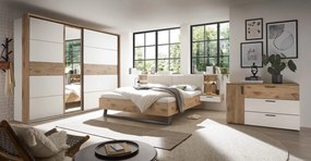 Šatníková skriňa so zrkadlom Daria, 270 cm, dub/biela