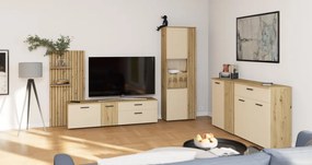 Obývacia stena Gatwick, dub artisan/kašmírová béžová, s osvetlením