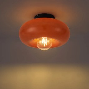 Retro čierne stropné svietidlo s oranžovým sklom 30 cm - Glaze