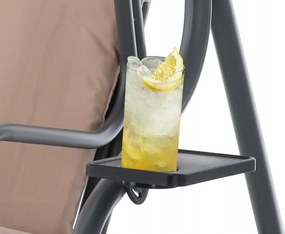 Garden Line ZÁHRADNÁ HOJDAČKA 170 x 110 x 153 CM TMAVOBÉŽOVÁ BEZ OPIERKY NA NOHY. S DRŽIAKMI NA POHÁRE