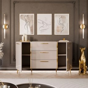 KOMODA SANTINO NA NOŽIČKÁCH KAŠMÍR LESK / ZLATÁ 158 cm