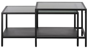 Čierne sklenené konferenčné stolíky v súprave 2 ks 60x60 cm Bronco – Unique Furniture