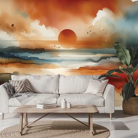 Samolepiaca tapeta abstraktný akvarelový západ slnka