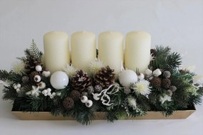 Krémovo biely adventný svietnik na stôl 68cm
