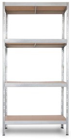 Bezskrutkový kovový regál RIVET BUDGET, 180x90x40 cm, 4x HDF polica, zinok