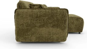 Zelená ženilková rohová pohovka (pravý roh/s leňoškou) Nelia – Ropez