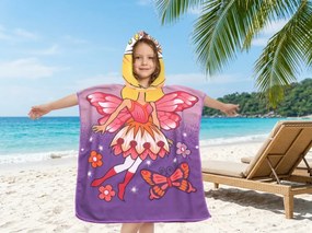 Detské pončo VÍLA A MOTÝĽ fialové Rozmer: 60 x 120 cm