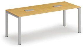 Stôl SQUARE 2000 x 800 x 750, buk + 2x stolná zásuvka TYP I, strieborná