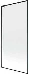 Mexen Next L, 1-krídlová vaňová zástena 90 x 150 cm, 6mm číre sklo-čierny vzor, čierny profil, 895-090-000-03-70-70