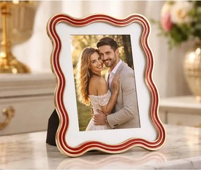 Červený/v zlatej farbe kovový/sklenený stojací rámček 17,5x22,5 cm Elizabeth – Mauro Ferretti