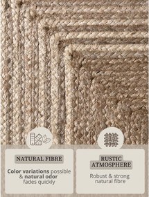 Obojstranný/ručne tkaný jutový behúň v svetlo prírodnej farbe/v tmavo prírodnej farbe 80x200 cm Juno – Hanse Home