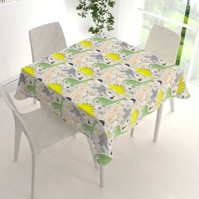 Biante Detský bavlnený štvorcový obrus Sandra SA-564 Dinosaury a brontosaury na sivom 90x90 cm