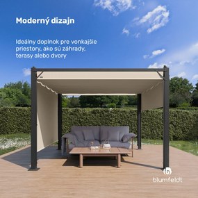 Blumfeldt Pantheon Cortina pergola 3x3 m, odolná voči poveternostným vplyvom, hliník, prášková farba, rolety