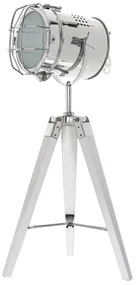 Dekorstudio Podlahová lampa TRIPOD na bielej trojnožke s chrómovaným tienidlom