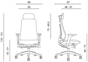 Kancelárska ergonomická stolička FARRELL — látka, čierna, nosnosť 130 kg